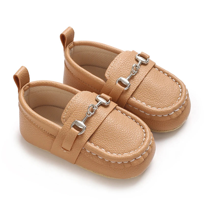 Sapatinho Bebê Couro PU | Estilo Britânico Sola Macia 0–18 Meses