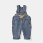 Jardineira Jeans Bebê Unissex Teddy Bear | Cartoon Casual Alças Reguláveis 9M–5 Anos