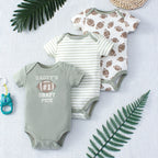 Conjunto 3 Peças Bebê Menino Dinossauro e Listras | Body Verão 3-9 Meses