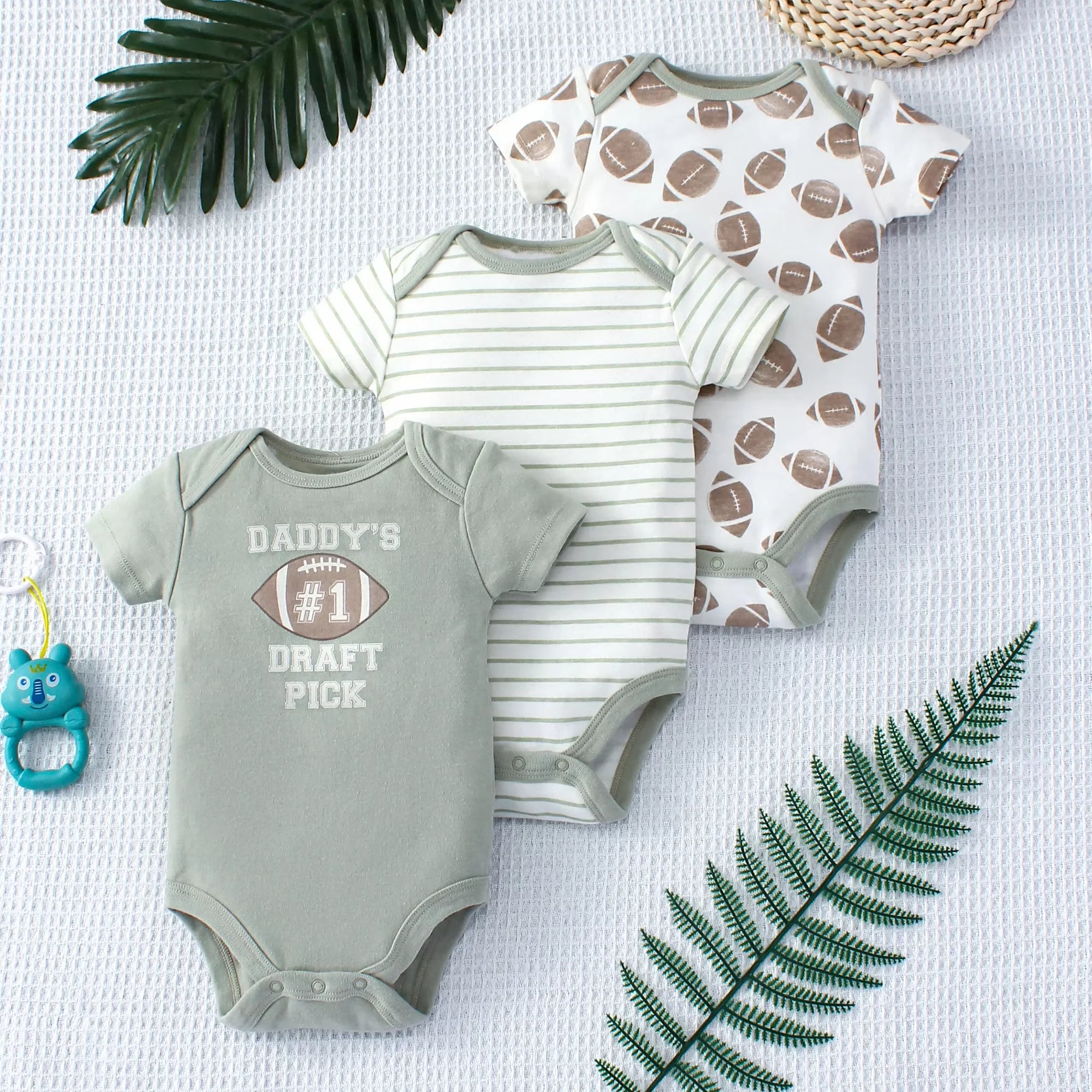 Conjunto 3 Peças Bebê Menino Dinossauro e Listras | Body Verão 3-9 Meses