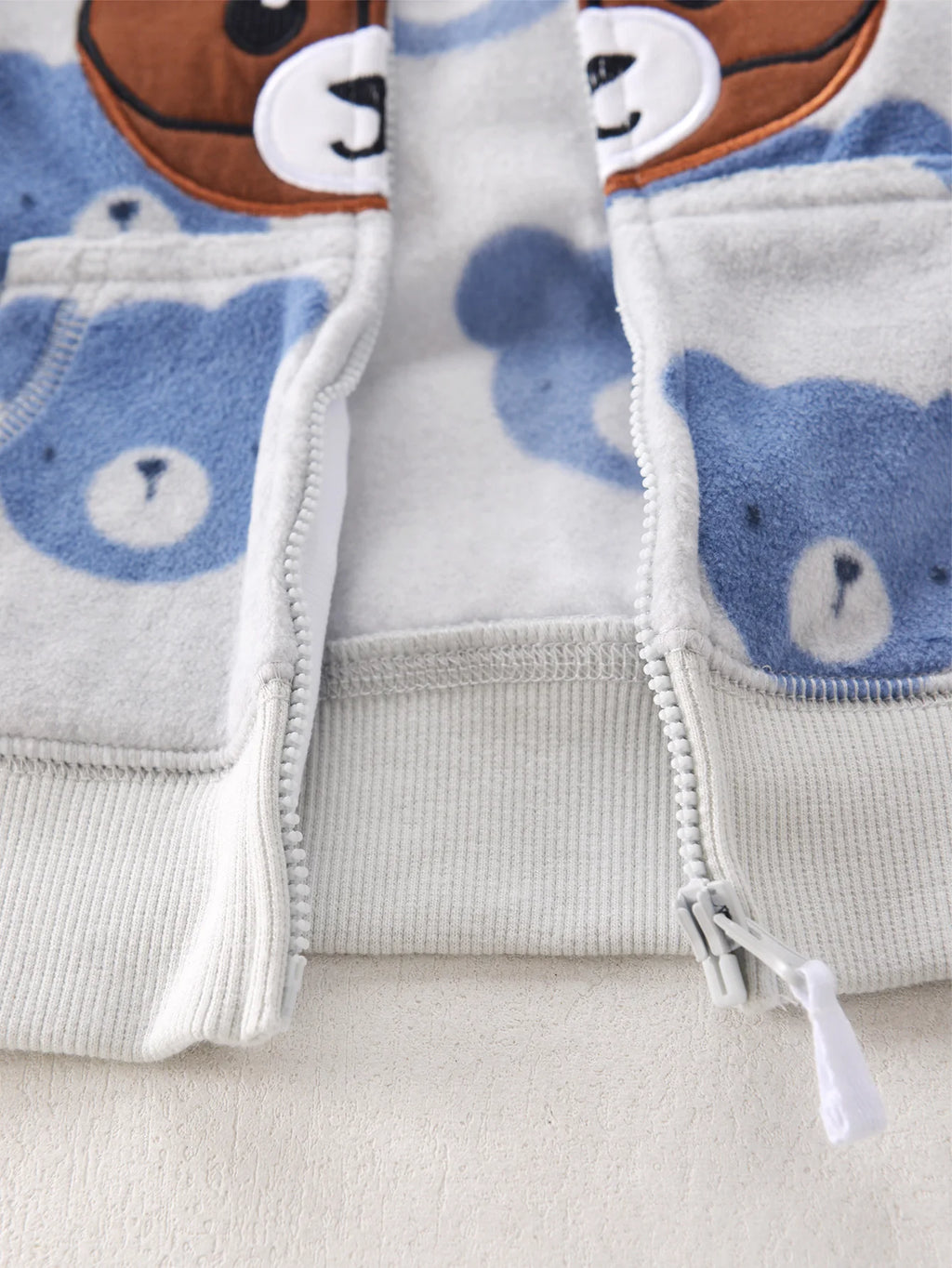 Jaqueta com Capuz Bebê Menino Teddy Bear | Polar Estampa Urso de Óculos Outono/Inverno 9M–3 Anos