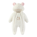 Macacão Bebê Menina Inverno | Bodysuit Algodão Espessado com Capuz 3M–12 Meses