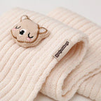 Kit Gorro + Cachecol Bebê Teddy Bear | Tricô com Pompom Cartoon Inverno 0–4 Anos