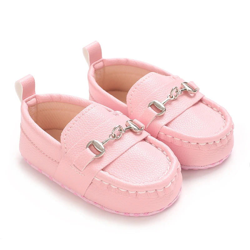 Sapatinho Bebê Couro PU | Estilo Britânico Sola Macia 0–18 Meses