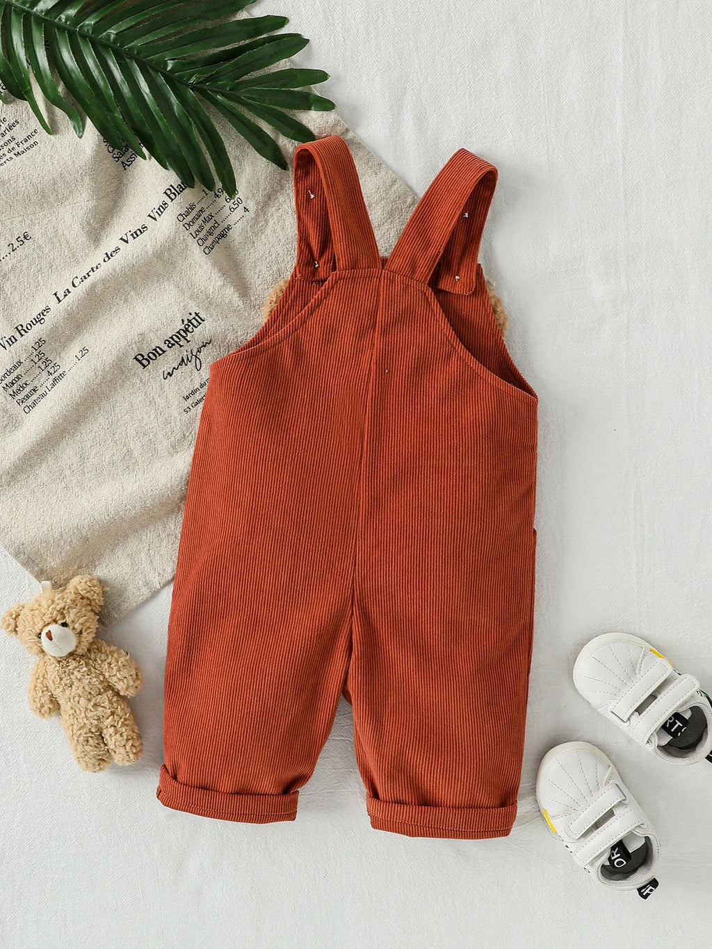 Macacão Bebê Unissex Teddy Bear | Cor Sólida Algodão Outono 3M–3 Anos