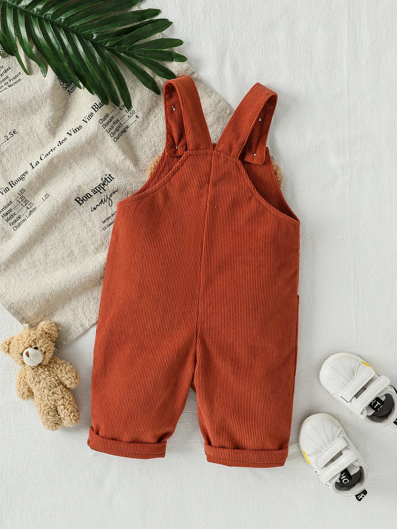 Macacão Bebê Unissex Teddy Bear | Cor Sólida Algodão Outono 3M–3 Anos