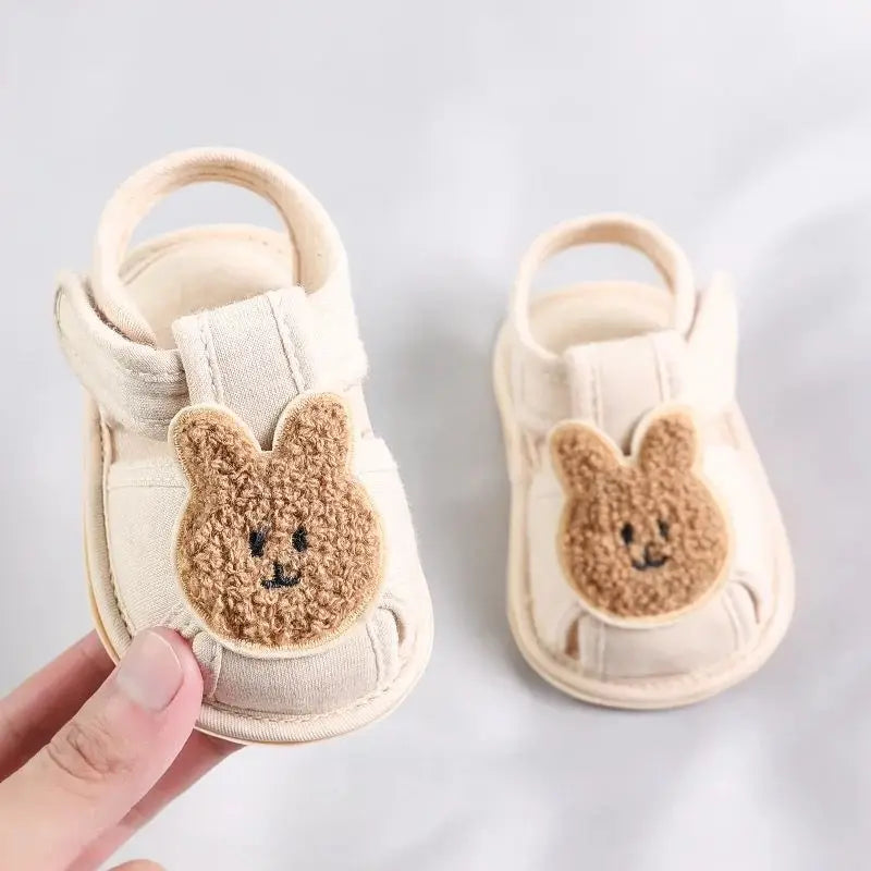 Sandália Bebê Teddy Bear | Sola Macia Bico Fechado Primeiros Passos 0–18 Meses