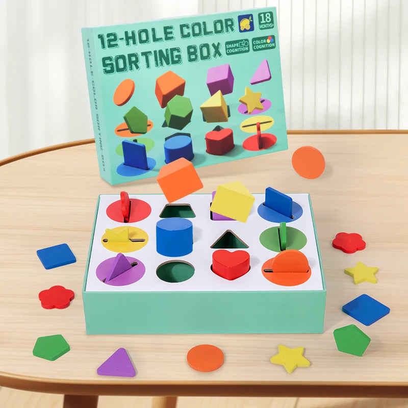 Sólidos Geométricos 3D de Madeira | Montessori Formas e Cores Pré-Escolar