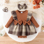 Conjunto 2 Peças Bebê Menina | Saia Xadrez + Gorro Preppy 0–18 Meses
