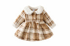 Vestido Bebê Menina Inverno | Pelúcia Xadrez Gola Peter Pan Natal 0M–18 Meses
