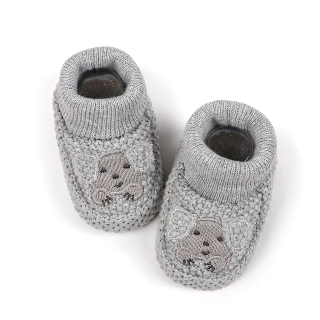 Sapatinho de Tricô Bebê com Orelhinhas Teddy Bear | Macio e Quentinho Inverno 0–12 Meses