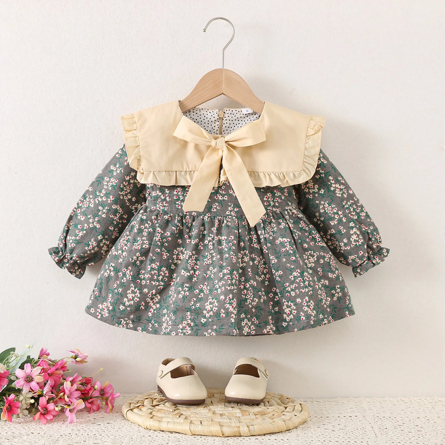 Vestido Floral Manga Longa