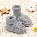 Sapatinho de Tricô Bebê com Orelhinhas Teddy Bear | Macio e Quentinho Inverno 0–12 Meses