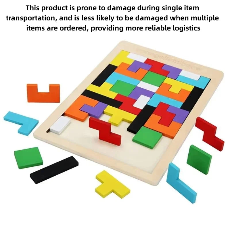 Quebra-Cabeça de Madeira Colorido | Tangram Montessori para Crianças