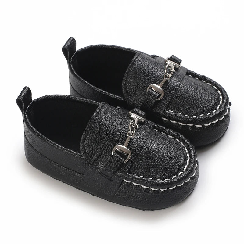 Sapatinho Bebê Couro PU | Estilo Britânico Sola Macia 0–18 Meses