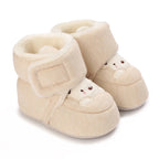 Sapatinho Bebê Pelúcia Cartoon com Velcro | Antiderrapante 0–18 Meses