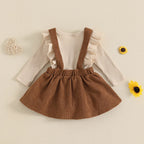 Conjunto Bebê Menina | Body Canelado Manga Longa + Sainha Corduroy Outono/Inverno 3M–18 Meses
