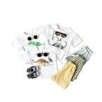 Conjunto Bebê Dinossauro | Camiseta + Shorts Xadrez Unissex 6M-3 Anos