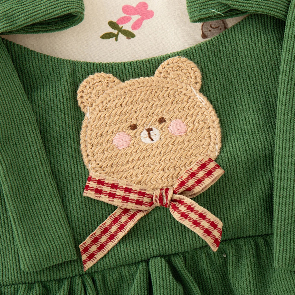 Vestido Infantil Menina Floral com Laço | Manga Longa 9M–4 Anos
