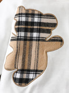 Conjunto 2 Peças Bebê Teddy Bear | Moletom Capuz Xadrez Urso + Calça Jogger 6M–2 Anos