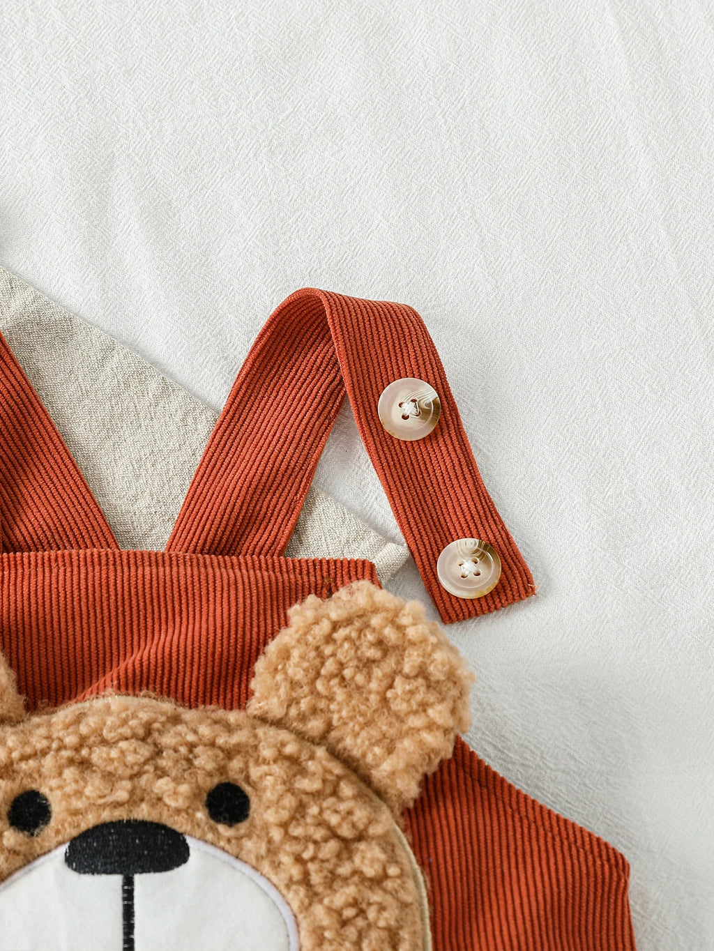 Macacão Bebê Unissex Teddy Bear | Cor Sólida Algodão Outono 3M–3 Anos