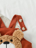 Macacão Bebê Unissex Teddy Bear | Cor Sólida Algodão Outono 3M–3 Anos