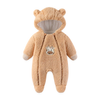 Macacão Bebê Menina Inverno | Bodysuit Algodão Espessado com Capuz 3M–12 Meses