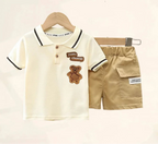Conjunto 2 Peças Infantil Teddy Bear | Camiseta + Shorts Verão Algodão 1–5 Anos