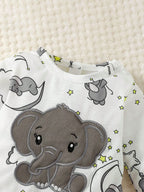 Body + Gorro Bebê Elefantinho Bordado | 0–18 Meses