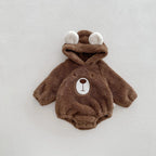 Macacão Bebê Inverno com Orelhinhas de Urso | Plush com Capuz Versão Coreana 0–12 Meses