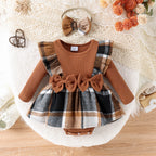 Conjunto 2 Peças Bebê Menina | Saia Xadrez + Gorro Preppy 0–18 Meses