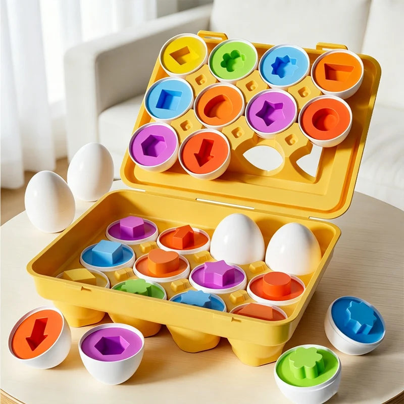 Puzzle Montessori de Encaixe Ovos | Formas e Dinossauros 1–4 Anos