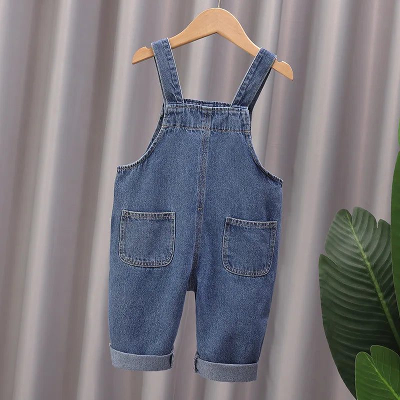 Jardineira Jeans Bebê Unissex Teddy Bear | Cartoon Casual Alças Reguláveis 9M–5 Anos