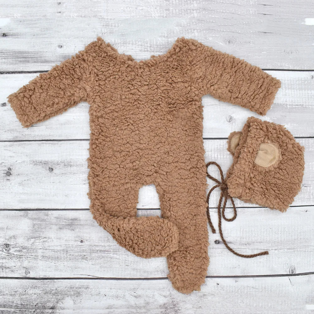 Kit Ensaio Fotográfico Recém-Nascido Teddy Bear | Fantasia e Macacão para Newborn