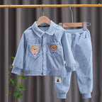 Conjunto Esportivo Bebê Teddy Bear | Jaqueta + Calça Casual Outono/Inverno 9M–5 Anos