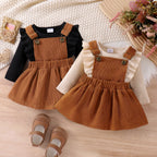 Conjunto 2 Peças Bebê Menina | Blusa Manga Longa + Saia com Alça 0–18 Meses