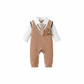 Macacão Bebê Menino Gentleman Teddy Bear | Manga Longa Festa 0–18 Meses