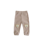 Calça Bebê Harem Waffle Teddy Bear | Estampa Urso Algodão Elástico 0–2 Anos