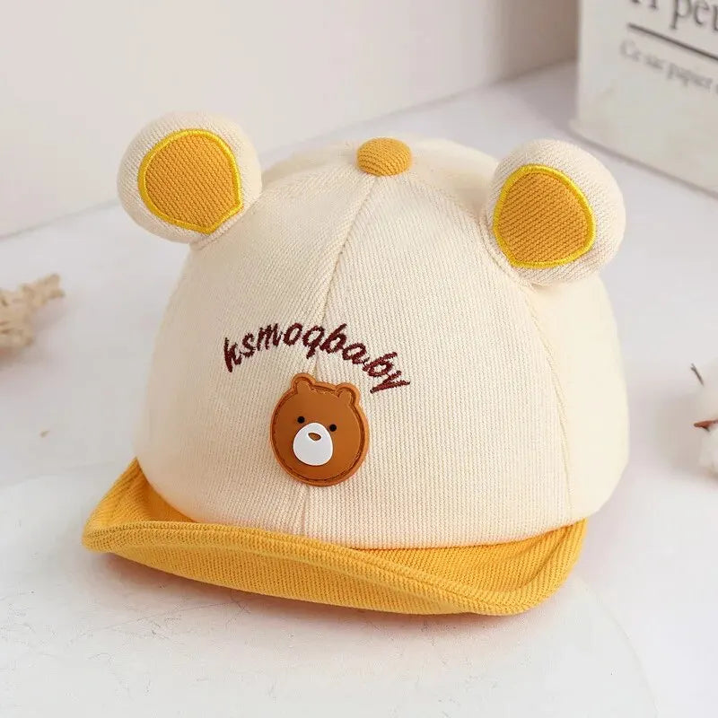 Boné Bebê Urso com Orelhinhas | Baseball Cartoon Animal Cute 6M–3 Anos