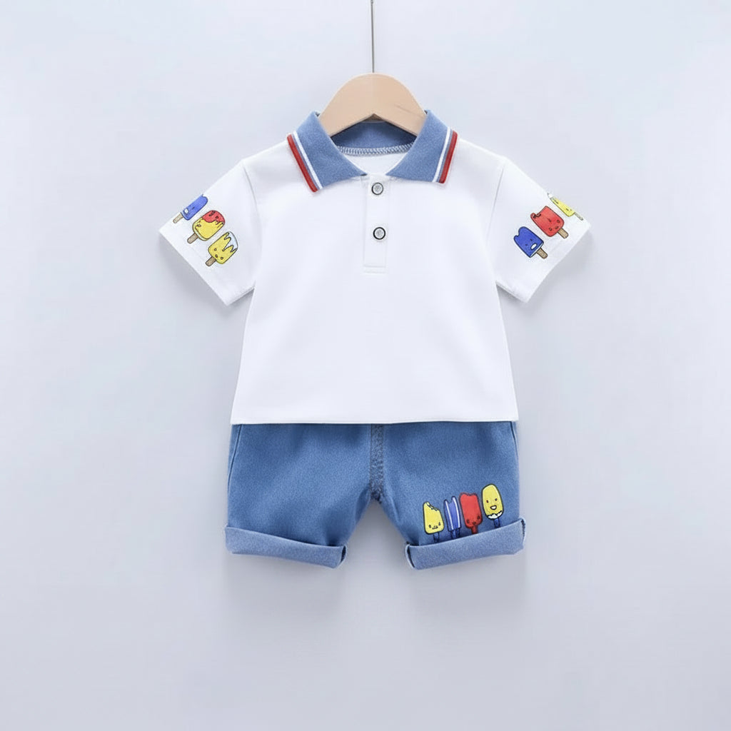 Conjunto 2 Peças Infantil Teddy Bear | Camiseta + Shorts Verão Algodão 1–5 Anos