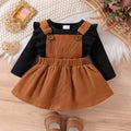 Conjunto 2 Peças Bebê Menina | Blusa Manga Longa + Saia com Alça 0–18 Meses