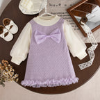 Vestido Bebê Menina com Laço | Manga Longa 9M–3 Anos