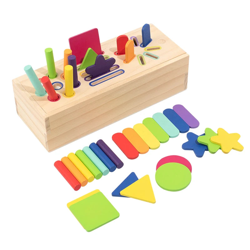 Sólidos Geométricos 3D de Madeira | Montessori Formas e Cores Pré-Escolar