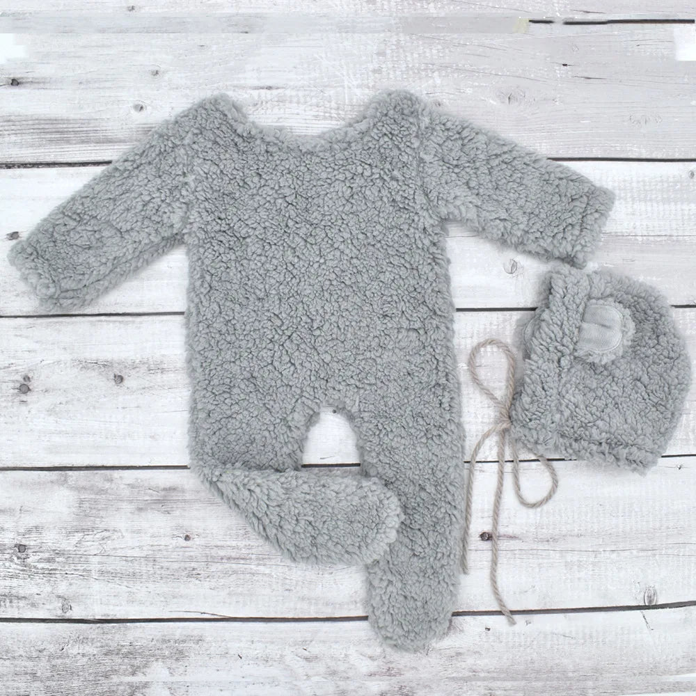 Kit Ensaio Fotográfico Recém-Nascido Teddy Bear | Fantasia e Macacão para Newborn