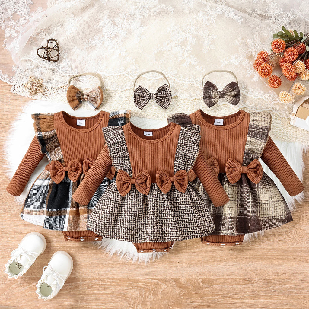 Conjunto 2 Peças Bebê Menina | Saia Xadrez + Gorro Preppy 0–18 Meses