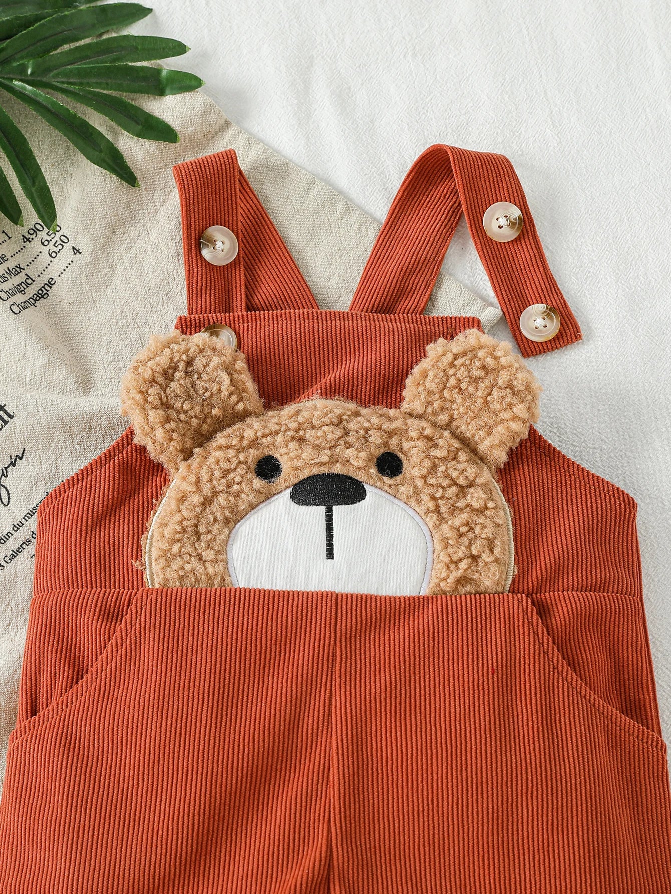 Macacão Bebê Unissex Teddy Bear | Cor Sólida Algodão Outono 3M–3 Anos