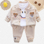 Conjunto Esportivo Bebê Teddy Bear | Jaqueta + Calça Casual Outono/Inverno 9M–5 Anos