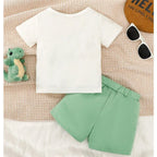 Conjunto 2 Peças Bebê Menino Dinossauro | Camiseta + Shorts 0-3 Anos