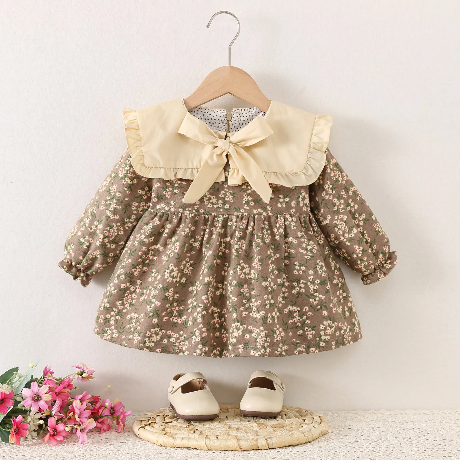 Vestido Floral Manga Longa