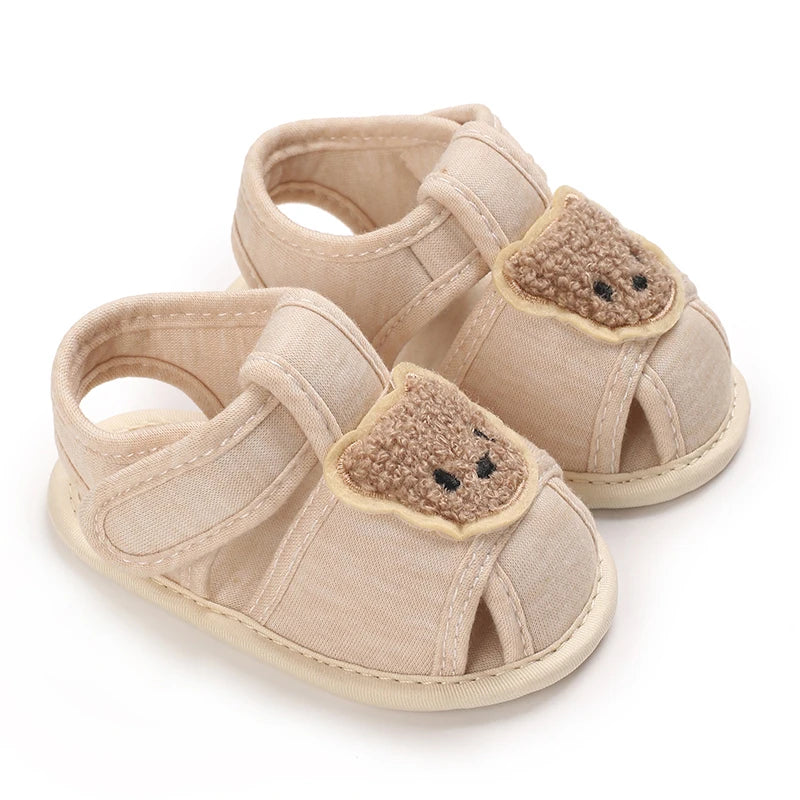 Sandália Bebê Teddy Bear | Sola Macia Bico Fechado Primeiros Passos 0–18 Meses